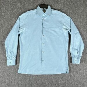 Ermenegildo Zegna Mens L‎ Long Sleeve Button Down Shirt Blue Gingham Check